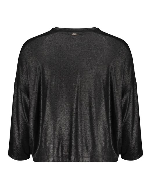 Herno V-Hals Viscose Top in het Black