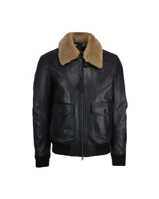 Blauer Jassen ,Zwart ,Leer Bomber Met Bontkraag Cheiton in het Black voor heren