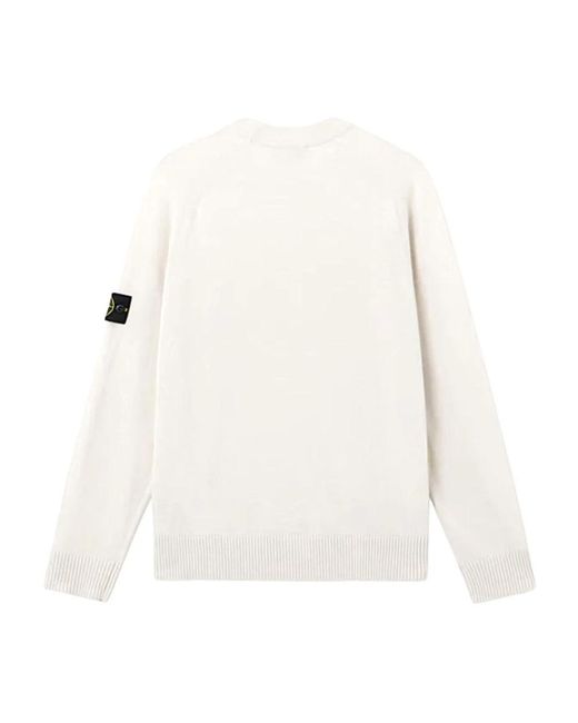 Stone Island White Round-Neck Knitwear for men
