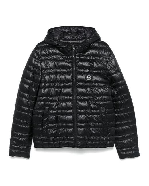 Michael Kors Jassen ,Zwart ,Polyester Zwarte Hooded Puffer Jas in het Black voor heren