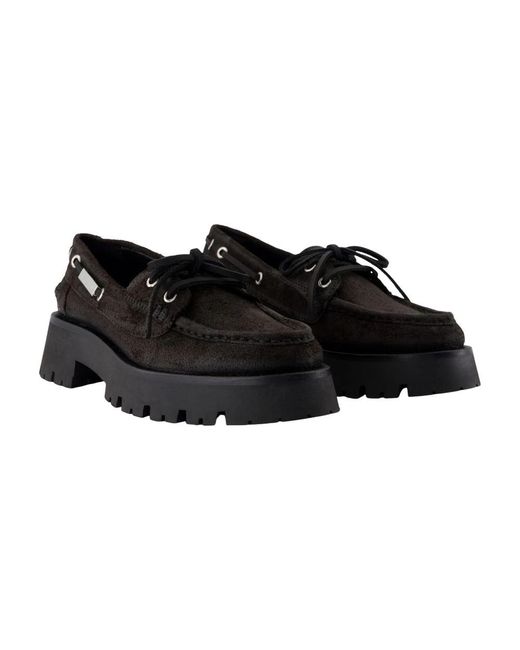 Alexander Wang Black Schokoladen Leder Bootsschuhe