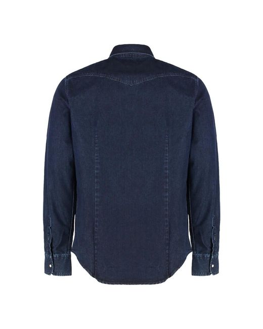 Moorer Overhemden ,Blauw ,Denim Denim Shirt Met Twee Zakken in het Blue voor heren