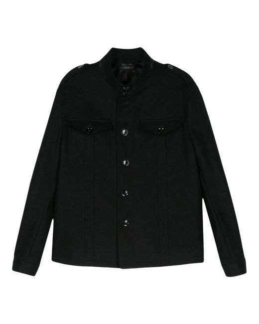 Tom Ford Wollhemdjacke mit frontknöpfen in Black für Herren