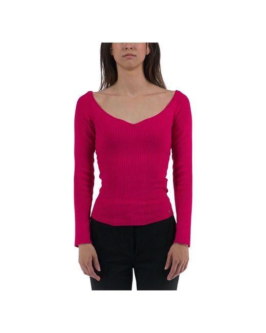 Guess Red V-Neck Knitwear