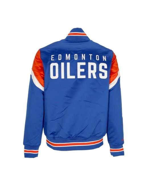 Mitchell & Ness Jassen ,Blauw ,Polyester Edmonton Oilers Bomberjack Nhl Team in het Blue voor heren
