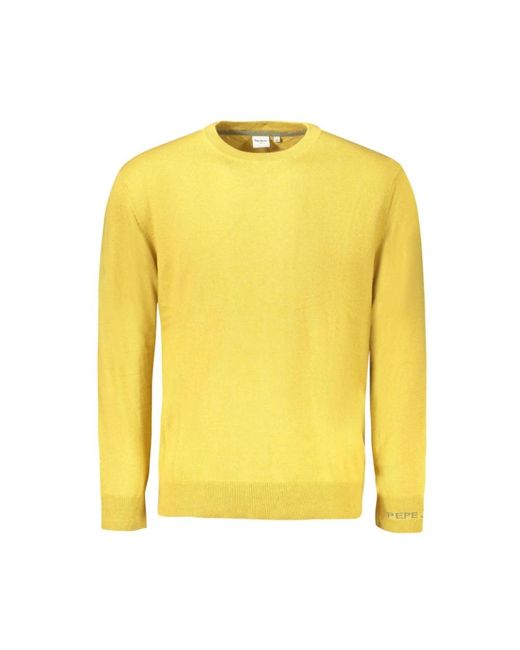 Pepe Jeans Yellow Round-Neck Knitwear for men