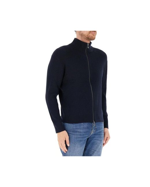 ARMANI EXCHANGE Full Zip Geribde Cardigan in het Blue voor heren