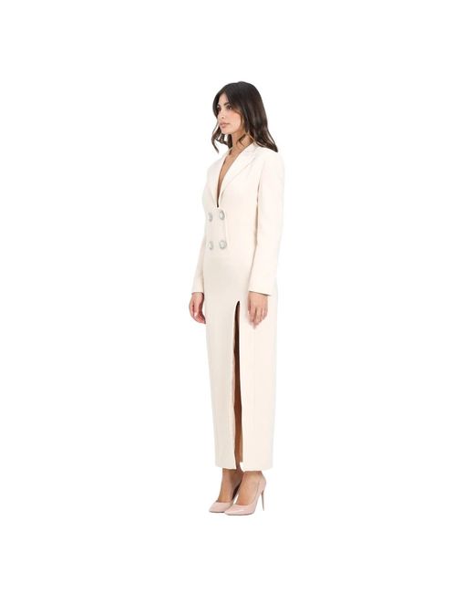 SIMONA CORSELLINI White Elegantes Langes Cremefarbenes Kleid
