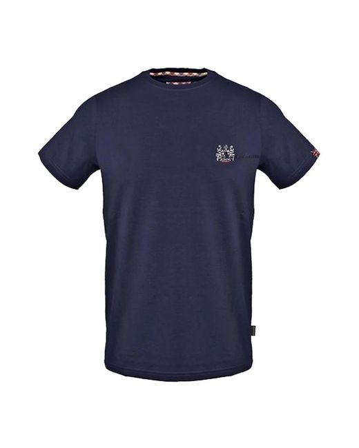 Iconica t-shirt in cotone con union jack di Aquascutum in Blue da Uomo