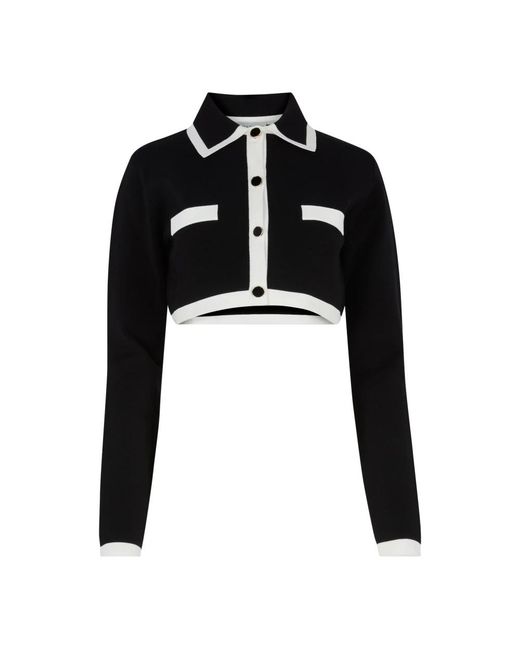 Nina Ricci Truien & Vesten ,Zwart ,Katoen Cropped Gebreid Vest in het Black