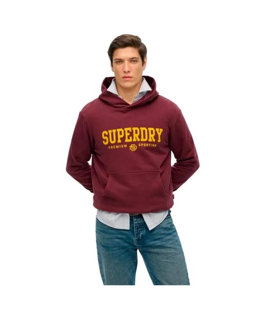 Superdry Hoodies & Sweatvesten ,Rood ,Sporty Core Hoodie in het Red voor heren