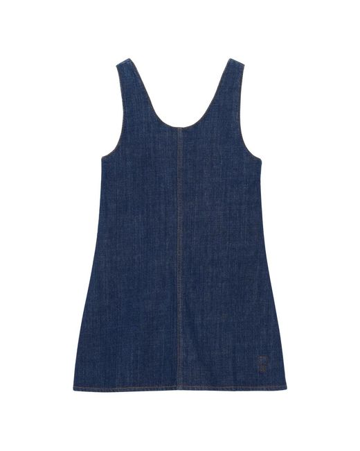 AMI Kleedjes ,Blauw ,Katoen Cotton Short Strapped Dress in het Blue