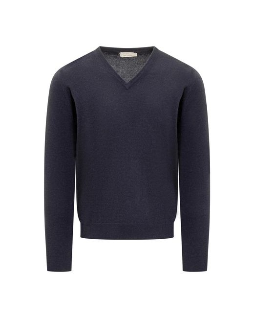 FILIPPO DE LAURENTIIS Blue V-Neck Knitwear for men