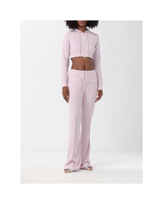 Courreges Pink Rosa Hose Mit Weitem Bein Und Reißverschlusstaschen