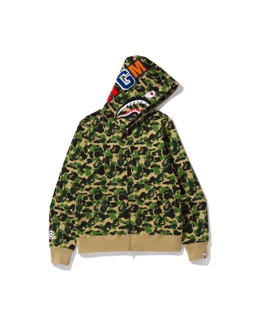 A Bathing Ape Abc Camo Shark Full Zip Hoodie in het Green voor heren