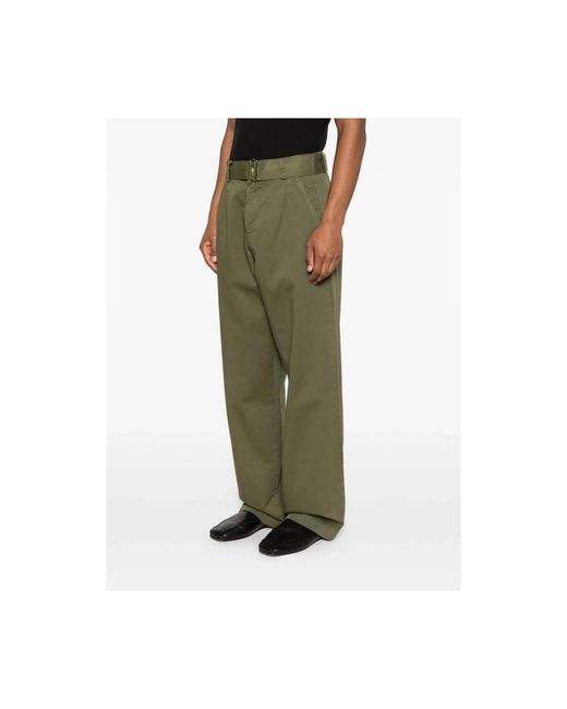 Laneus Green Straight Trousers for men