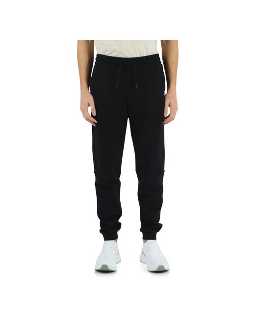 Pantalone sportivo in cotone garzato con stampa logo di EA7 in Black da Uomo