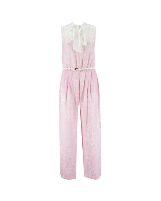 Ermanno Scervino Pink Spitzenverziertes Viskose Jumpsuit Mit Schleife
