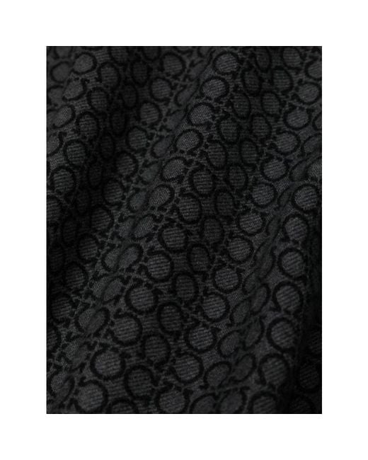 Ferragamo Gray Wool Fringed Winter Scarf for men
