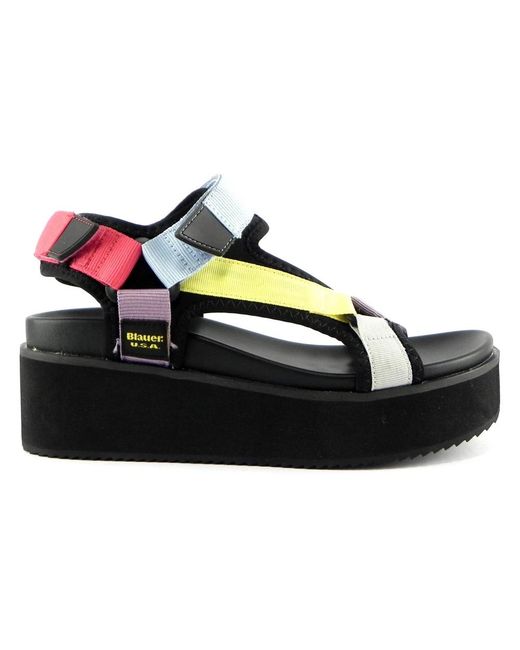 Blauer Black Flat Sandals