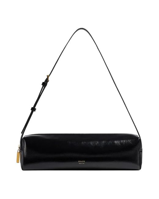 Khaite Black Schwarze Leder-Schultertasche Art Deco