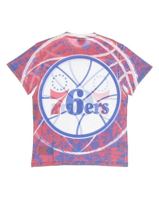 Mitchell & Ness Tops ,Veelkleurig ,Katoen Nba Jumbotron Tee Hardwood Classics Scarlet in het Pink voor heren