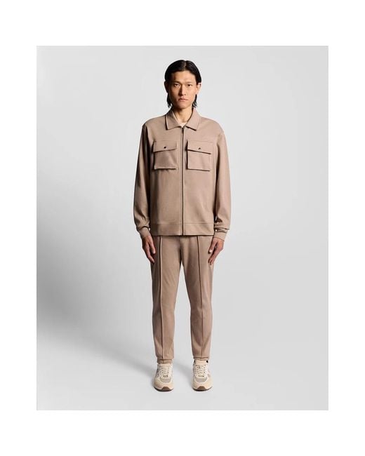 Lyle & Scott Mid Layers Interlock Jersey Overshirt in het Natural voor heren