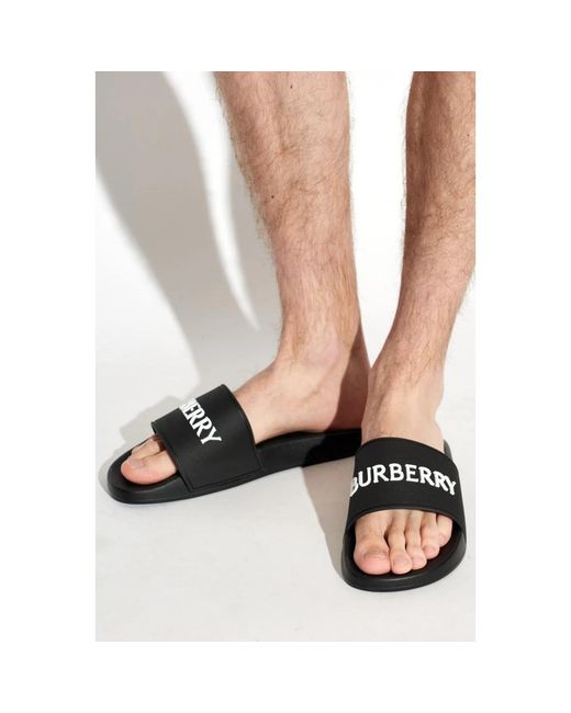 Sliders Burberry pour homme en coloris Black