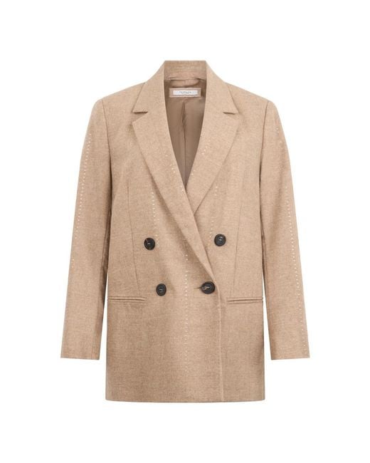 Peserico Double-Breasted Jacket in het Natural