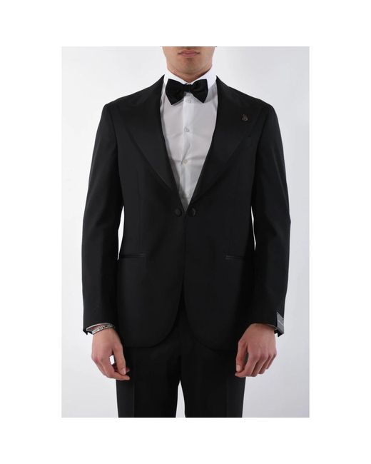 Gabriele Pasini Kostuums ,Zwart ,Satijn Smokingspak Met Satijndetails in het Black voor heren