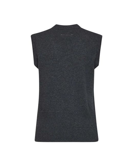 MM6 by Maison Margiela Black V-Neck Knitwear