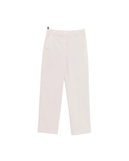 Via Masini 80 White Straight Trousers