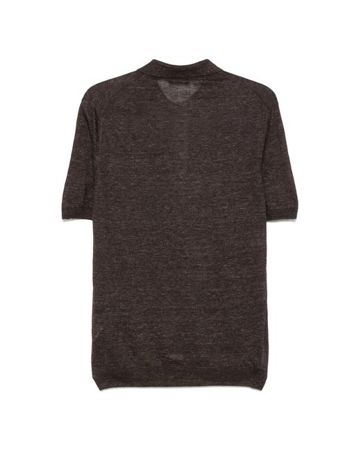 Barba Napoli Leinen Poloshirt Made in Black für Herren