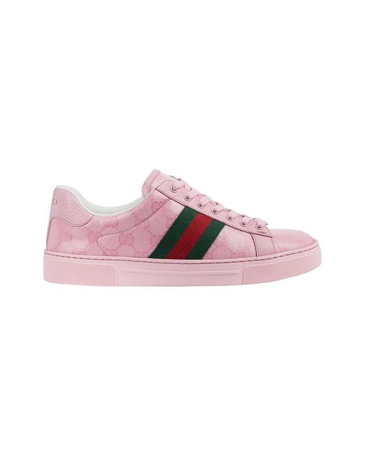 Sneakers Ace in canvas GG Crystal di Gucci in Pink