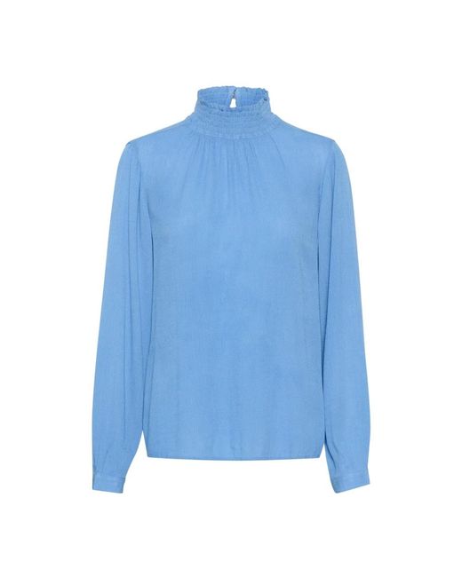 Kaffe Overhemden ,Blauw ,Elegant Flowing Trine Blouse in het Blue