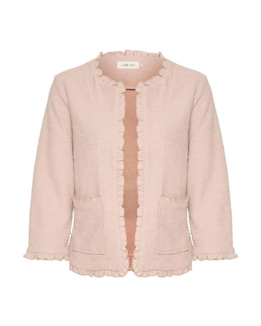 Cream Truien & Vesten ,Roze ,Katoen Rose Dust Vest Met Ruches in het Pink