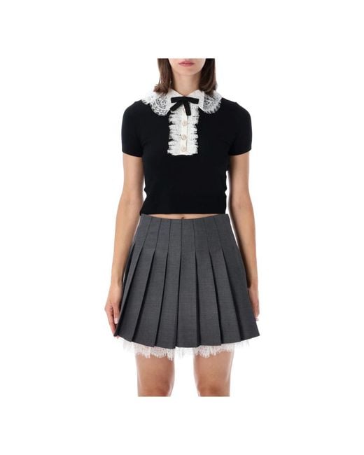 Self-Portrait Black Lace Detail Knit Top