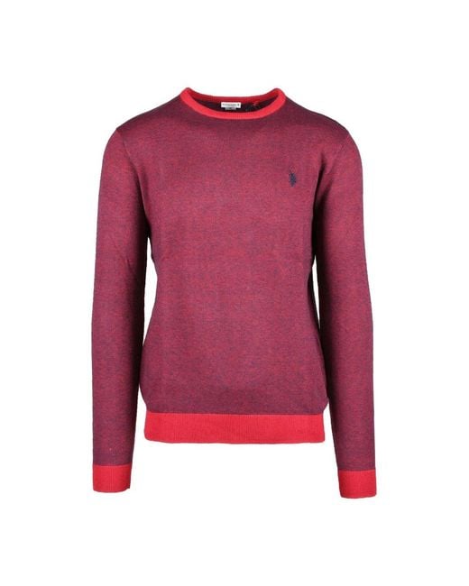 U.S. POLO ASSN. Red Round-Neck Knitwear for men