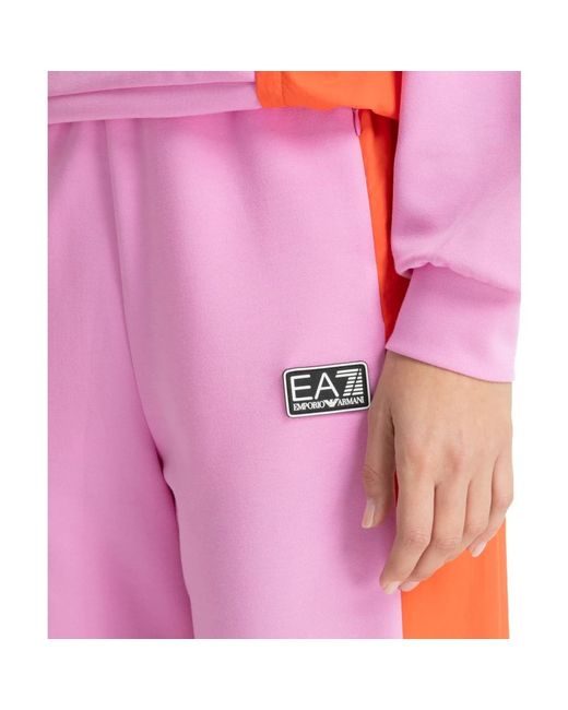 EA7 Pink Multicolor kapuzenjacke und hose set