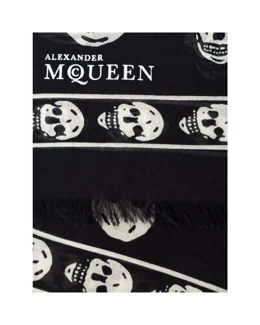 Alexander McQueen Black Schwarzer logo schal