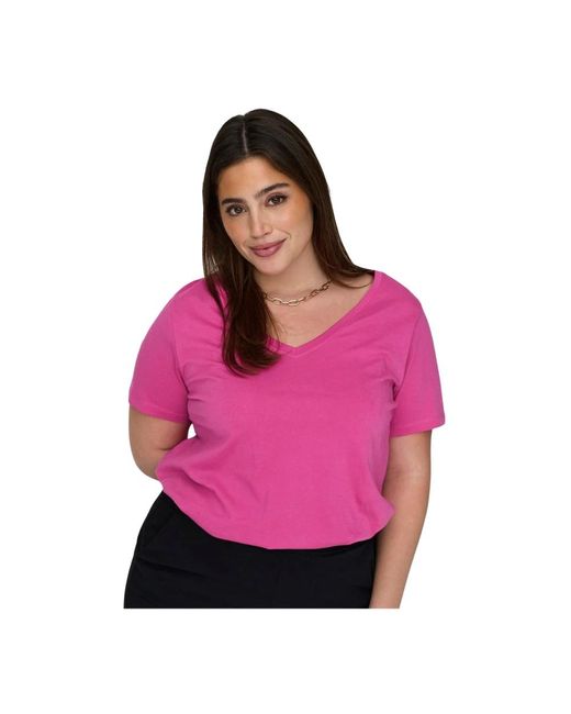 Only Carmakoma Pink Bonnie life v-ausschnitt t-shirt