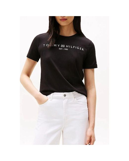 Tommy Hilfiger Black Logo T-Shirt Rundhalsausschnitt Regular Fit