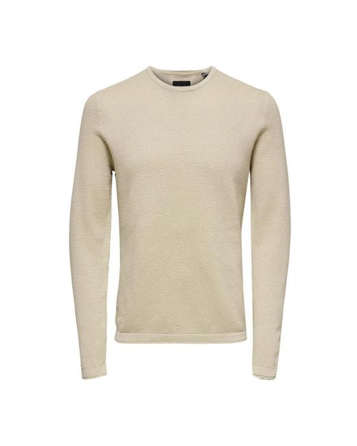 Only & Sons Natural Round-Neck Knitwear for men