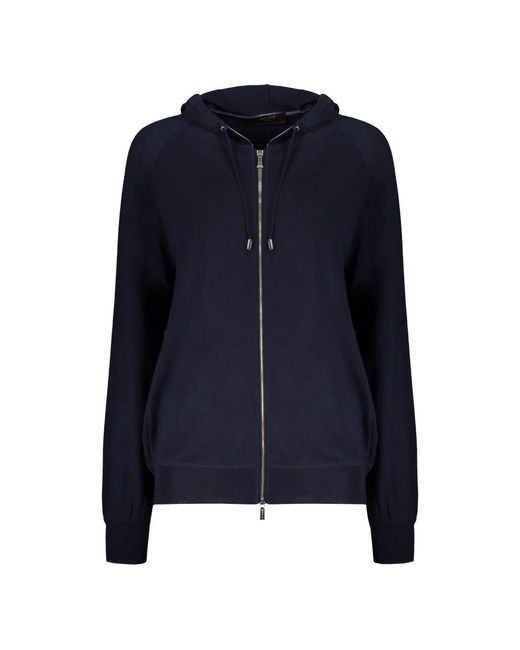Moorer Hoodies & Sweatvesten ,Blauw ,Hoodie Met Elastische Tailleband in het Blue