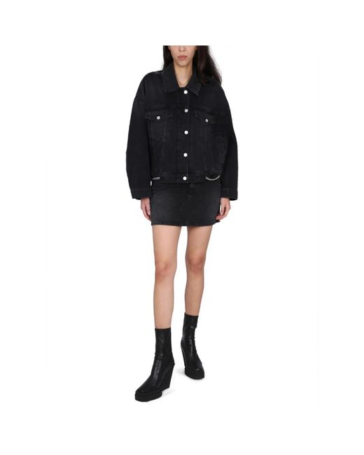Stella McCartney Black Button-Front Denim Mini Skirt