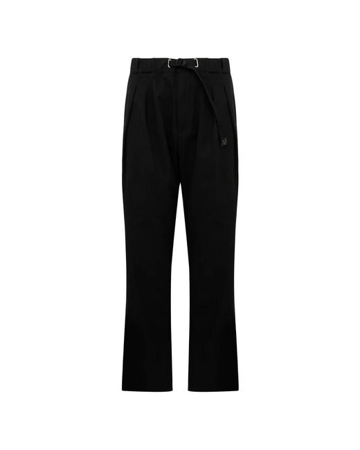 White Sand Black Straight Trousers for men