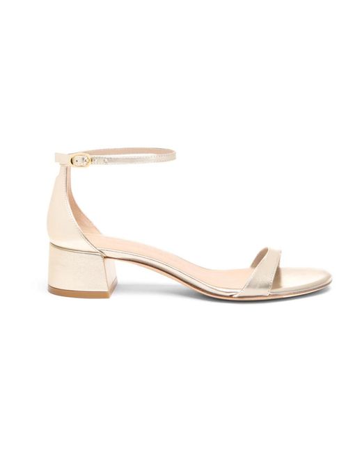 Stuart Weitzman White Nudistcurve 35 Block-Heel Suede Sandal
