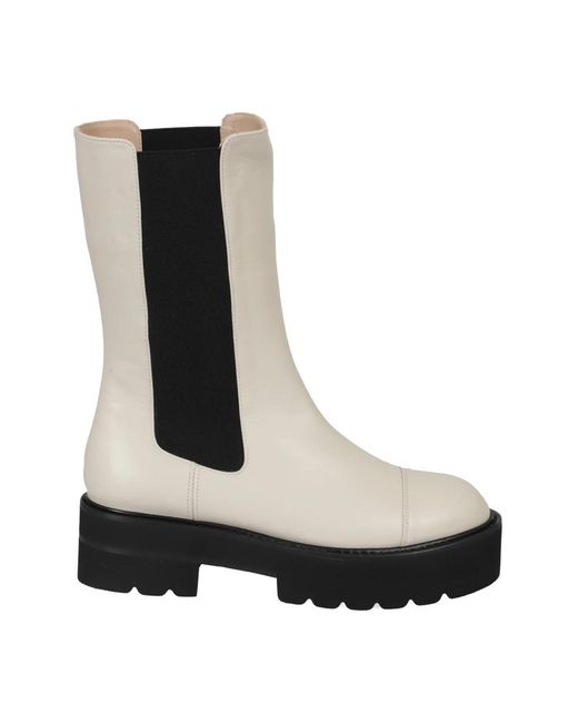 Stuart Weitzman Black Leder Stiefeletten Vintage-Effekt