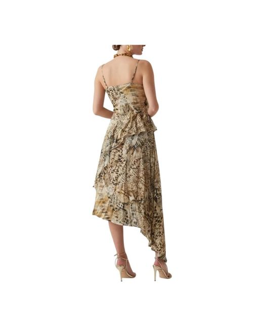 Guess Kleedjes ,Veelkleurig ,Animalier Asymmetrische Midi Jurk in het Metallic