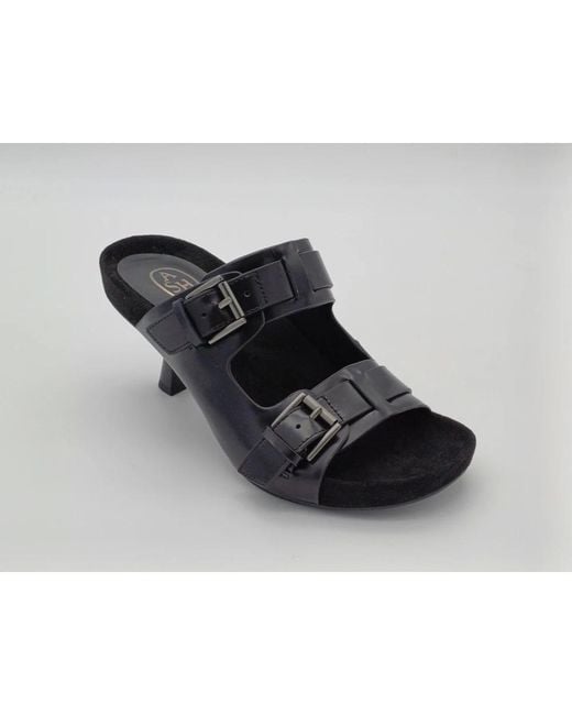 Ash Black Heeled Mules